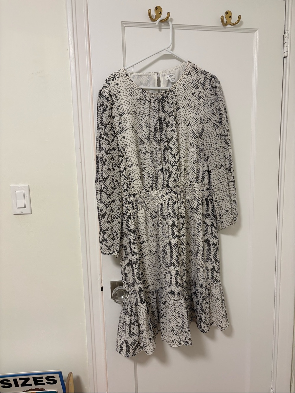 J. Crew Black and White Snake Print Mini Dress